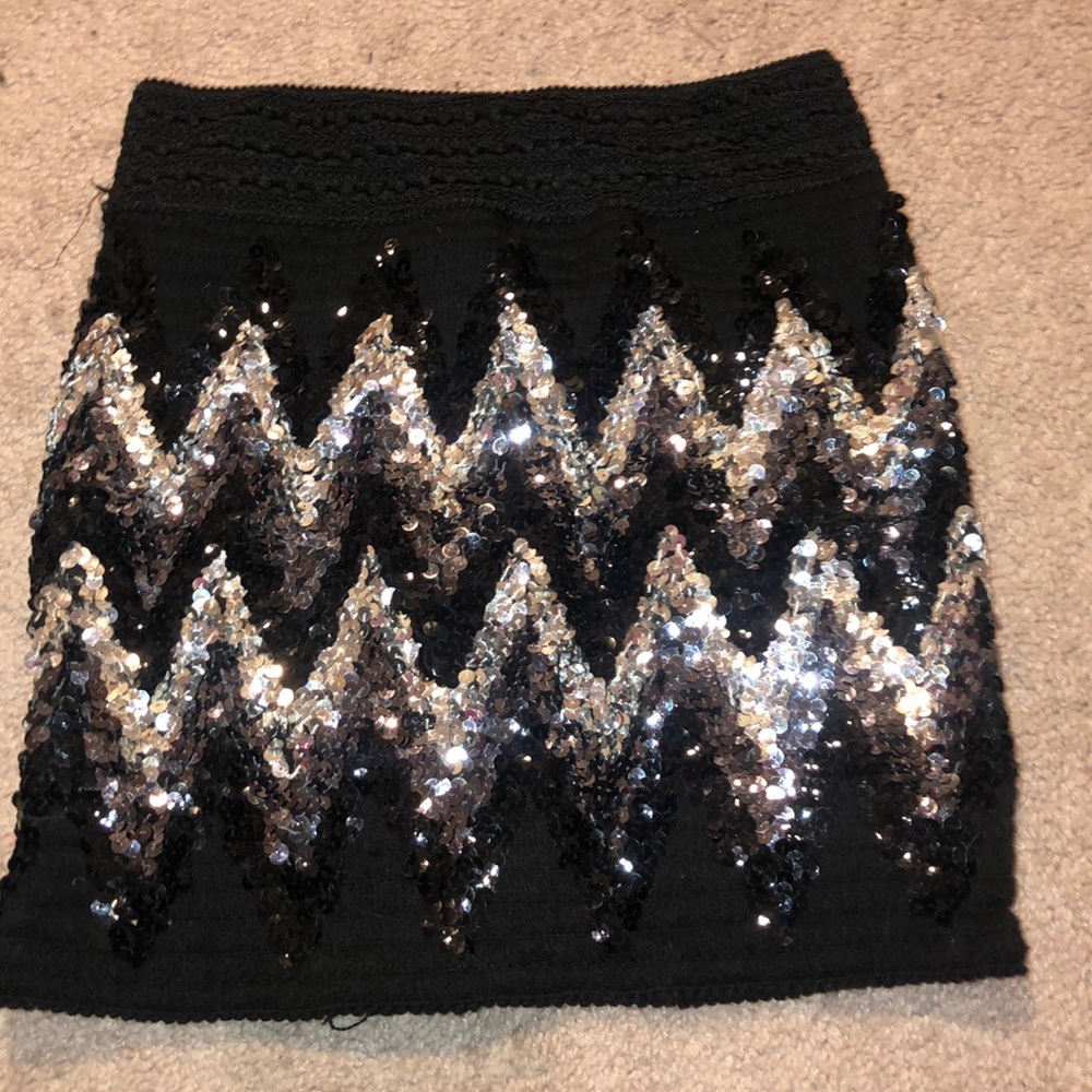 Black and silver sequences pencil skirt